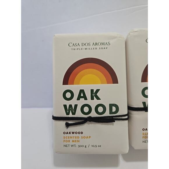 Casa Dos Aromas Oakwood Scented Triple Milled Soap Men 10.5 oz Each Set Of 2 - Picture 2 of 8